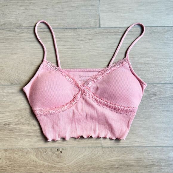 No Boundaries Pink Lace Trim Bralette XS - Picture 1 of 4